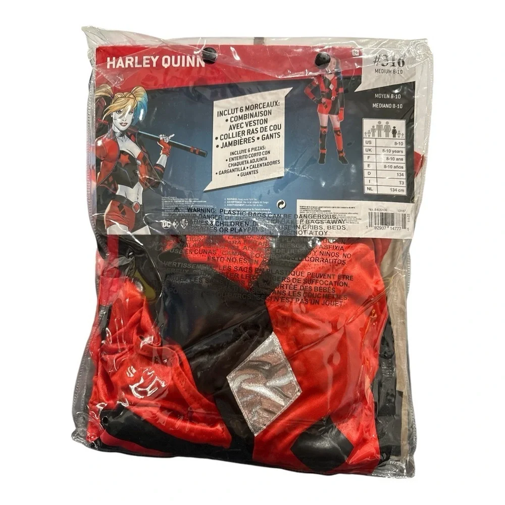 NWT Harley Quinn Halloween Costume Dress Up Cosplay DC Comics Child Medium 8-10 - Picture 4 of 4